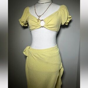 Yellow Textured Two-Piece Set